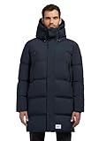 khujo Herren Wintermantel Steppmantel mit Kapuze und integrierten Rucksack-Trägern innen Morse2-YM Dark Navy Gr. L