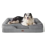 BEDSURE orthopädisches Hundebett Ergonomisches Hundesofa - 106x80 cm Hundecouch mit eierförmiger Kistenschaum für große Hunde, waschbar rutschfest Hundebetten, grau