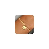 HAYOUWAY Damen geflochtenearmband mit Buchstaben, Brown Armbänder geflochtene mit Gravur Letter M