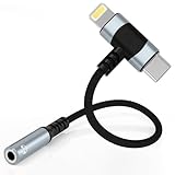 Leloco 2-IN-1 USB C+Lightning Klinke Adapter C Auf Klinke 3,5mm, USB C Aux Adapter zu Kopfhörer Jack Audio Adapter füri Phone 16 15 14 13 12 11 mit Samsung,Google Pixel