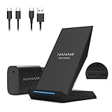 NANAMI Wireless Charger mit 30W USB-C Ladegerät - 2 in 1 Induktive Ladeständer mit Anschluss, Qi Kabelloses Ladestation für iPhone 16/15/14/13/12/11/XS Max/X/XR/8 Plus, Samsung Galaxy S25 S24 S23 S22
