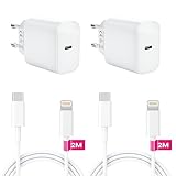 2Pack iPhone Kabel und iPhone Ladegerät, 20W PD iPhone Schnellladegerät Netzteil und 2M Lightning Schnellladekabel für iPhone 14/14 Pro/13/13 Pro/13 Pro Max/13 Mini/12/11/ Mini/Pro/Pro Max