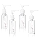 4 Stück 50ml Pumpspender Transparente Airless Pumpflasche Reise Spenderflasche Kunststoff Pumpflasche Leere Luftreiseflaschen Plastikflaschen für Kosmetik Shampoo Creme