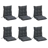 vidaXL Niedriglehner Auflagen 6 STK., Gartenstuhlauflagen mit Bänder, Sitzauflagen Polster für Gartenstuhl, Polsterauflagen, Anthrazit Oxford-Gewebe