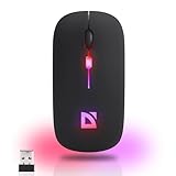 Defender® Touch Silent Bluetooth Maus, kabellos, 2,4 GHz-USB Funkmaus 1600 DPI, Kompakt Geräuschlose Ultradünne Computer Maus für Laptop, PC, Mac, Windows, iOS, Android, Schwarz