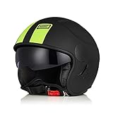 ORIGINE Motorradhelm Jethelm Rollerhelm mit Visier ECE Zertifizierung (Basic Fluo Yellow Black,M)
