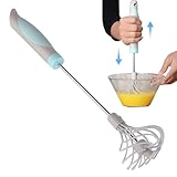 Moslalo Halbautomatischer Schneebesen, Halbautomatischer Schneebesen | Handbetriebener Schneebesenmixer | Rotierender Schneebesen-Mixer, Küchengerät zum Mixen, Schlagen und Rühren