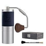 1Zpresso J Hand-Kaffeemühle Silber, Fassungsvermögen 35 g mit Edelstahl-Kegelmahlwerk und numerischer intern verstellbarer Einstellung.