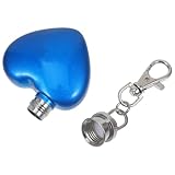 FIXOSHEE Herzförmiger Edelstahl Flachmann 30 ml mit Schlüsselanhänger Tragbarer Camping Weinbehälter Auslaufsicherer Spirituosenflachmann Kompakt und Hochglanzpoliert