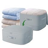 Captainfive Aufbewahrung Bettdecken 1 Stück L, Aufbewahrungstasche für Kleidung Aufbewahrung, Platzsparende Selbstkomprimierender Organizer zum Platzsparen im Kleiderschrank (Grau, 52x42x30CM)
