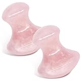 2 PCs Jade-Roller für Gesicht pilzförmiger Hautpflege Gua Sha Facial Tools glatte runde kantige Spa Rose Quarz Roller Massagers Werkzeug Linderung Spannungen und Reduzierung der Schwellung, Rosenquar