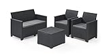 Koll Living Lounge Sets - Verschiedene Ausführungen - hochwertige Sitzgruppe für den Garten - höchster Sitzkomfort durch ergonomische Rückenlehnen (2er Sofa, 2X Sessel & Tisch)