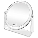 FANCYSEEU Kosmetikspiegel Doppelseitiger Makeup Spiegel mit 1X/15X Vergrößerung, 360° Schwenkbar Tischspiegel, High Definition Schminkspiegel für Schminken Makeup und Gesichtspflege