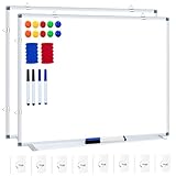 Whiteboard, trocken abwischbar, für Wand, 61 x 45 cm, Magnettafeln für Büro, Klassenzimmer und Zuhause, kleines Wand-Whiteboard, inklusive 6 Markern, 10 Magneten, 2 Radiergummis und 10 Klebehaken, 2