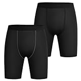 AUYAO Herren Kompressionsshorts, 2er Pack Schnelltrocknendes Base Layer Tights Sport Unterhosen Trainingsshorts für Enge Trockene und Atmungsaktive Radlerhose, Sportshorts Laufhose Sommer Kurze(L)