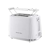 Russell Hobbs Toaster [für 2 Scheiben] Eden (6 Bräunungsstufen, Hebefunktion, Auftau-, Aufwärm- & Stoppfunktion, Krümelschublade, Brötchenaufsatz, Weiß) 27370-56