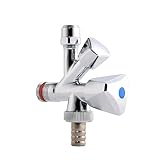 KOOBON Kombi Eckventil Selbstdichtend, 1/2' Wandanschluss, 3/8' Schlauchanschluss, Chrom Kombinations-Eckventil für Kalt und Warmwasserleitungen