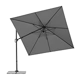 Schneider Ampelschirm VIVASOL 300 x 300 cm – 3-fach verstellbar, UV-Schutz, air-vent, 360° drehbar, inkl. Schutzhülle & Plattenständer (anthrazit)