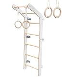 MAMOI® Klettergerüst Indoor fürs Zimmer | Sprossenwand aus Yarnwood | Turnwand + Turnringe | Made in EU