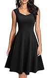 HOMEYEE Damen Vintage V-Ausschnitt Ärmellose Einfarbige Party A-Linie Sommerkleid A246 (S, Schwarz)