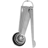 TOYZFRIENDY 8 Stück Teiliges Messlöffel Edelstahl für Trockene und Flüssige Zutaten mit Praktischem Ringhalter zum Backen Kochen und Professionellen Küchengebrauch
