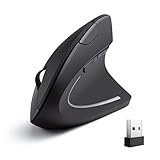 Moon Mouse Ergonomische Vertikale Maus - Kabellose Maus - 2,4 GHz Computermaus mit 3 DPI-Stufen - Maus für Laptop, PC, Computer, Desktop, Notebook, Orthopädische Experten Maus von SDG Direct - Schwarz