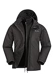 Mountain Warehouse Fell 3-in-1 Herren-Outdoor-Jacke - Wasserdichte, Atmungsaktive Regenjacke, Multifunktions-Camping-Jacke Schwarz X-Large