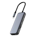 USB-C-Hub, 8-in-1 USB-C-Multiport-Adapter mit 4K-HDMI, 100 W PD, 3 USB-A-Datenanschlüsse, Aluminiumlegierung, USB-C-Splitter für MacBook Pro/Air, i-Pad, Galaxy, iPhone 16/15 Serie, Lenovo