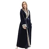 Bademantel Damen Flauschig Lang, Morgenmantel Damen Flanell Saunamantel Elegante Bathrobe Weich Badekittel Mit Gürtel Damenbademantel Warme Hausanzug Schlafkleid Langarm Bademäntel Hausmantel