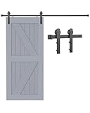 TITECK 200CM Schiebetür Komplettset Schiebetürbeschlag Set Schiebetürsystem Schwarz Laufschienen Schiene Schwerlast Schienensystem für 1 Holztür, I-Form