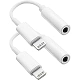 (2PCS) Kopfhörer adapter für iPhone Dongle auf 3,5mm Klinke iPhone Adapter kopfhörer Aux Audioanschluss Kopfhörersplitter Kompatibel für iPhone 14/13/12/11/XS Max/7/8Plus unterstützt alle iOS-Systeme