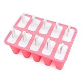 Muuookka Eisformen für Stieleis, 10 Stück, Silikon, Ohne Eis, Leicht zu Lösen, 10 Stiele, Ice Easy 10, Rosa