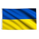 150x90cm Ukraine Flagge, Ukrainische Fahne mit 2 Metallösen für den Innen- und Außenbereich, Ukrainische Nationalflagge in leuchtenden Farben, dekoriert bei Sportveranstaltungen, Partys, Paraden