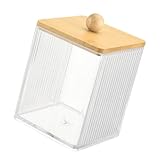 Stabiler Badezimmer-Aufbewahrungsbehälter mit Holzdeckel, Wohnaccessoire für die Organisation von Wattestäbchen, Abdeckungen und Haarbändern