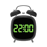 Lancoon Digitaler Retro-Wecker mit Doppelglocke Laute Lautstärke Temperatur Datum Dual Alarm Snooze Einstellbare Helligkeit für schwere Schläfer Studenten Schlafzimmer