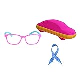 JoXiGo Kinder Brille Ohne Stärke Blaulichtfilter UV Blockieren TR90 Rahmen mit Einstellbare Brillenband + Brillenetui, Rosa Grün, S