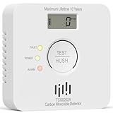 LIORQUE Kohlenmonoxid Melder, CO Melder mit 10-Jahres-Batterie, 10 Jahre Sensor, LCD Display, 85 dB Alarm, EN 50291 Zertifiziert, Weiß