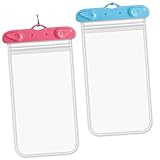 TEHAUX 2 Stück wasserdichte Handyhülle mit Transparentem Beutel Wasserfester Schutz für Strand Schwimmen Kajak und Wasserpark Praktischer Handytasche mit Trageschlaufe Blau