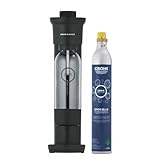 GROHE Blue Fizz - Wassersprudler Set (3 einstellbare CO2 Stufen, inkl. CO2 Flasche, 1x 0,85l Wasserflasche + Reinigungspulver), schwarz