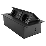 HOMSFOU Versenkbare USB Steckdose für Konferenzräume Runde Tischsteckdose mit Gedämpfter Federstruktur Installieren Schwarz für Europäische Steckdosen