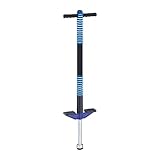 Relaxdays Pogo Stick, für Kinder, Springstock bis 35 kg, gepolststert, Sprungstab Outdoor, rutschfest, Edelstahl, blau