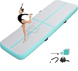 KIKILIVE 10CM Hoch Gymnastikmatte Tumbling Matte, 2M Aufblasbar Gymnastik Track Matte Air Turnmatte mit Luftpumpe Aufblasbare Sportmatte für Fitness/Outdoor/Yoga/Training usw