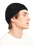 Kiiwah 1P Klassische Fisherman Beanie, Unisex Strickmütze Retro Trawler Beanie, 100% Acrylfaser Fischermütze, Streetstyle Weich Wintermütze Seemannsmütze für Damen und Herren (Schwarze)