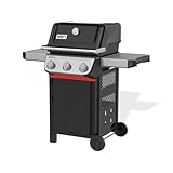 Weber Spirit E-310 Gasgrill, 3 Brenner, 51 x 46 cm Grillfläche, Warmhaltegitter, integriertes Thermometer, 2 Räder - schwarz/silber (1500864)