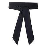 Josojoou Chiffon Taillengürtel Schwarz Langer Satinband Schalgürtel Damen Schwarzer Gürtel Mit Schleife Für Kleider Selbstbindender Glatter Schärpengürtel Frauen Für Brautkleider Und Hochzeiten