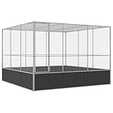 vidaXL Voliere, Vogelvoliere mit Stahlgittern Flügeltür, Haustierkäfig für Vögel Kaninchen Enten Hühner, Vogelkäfig Vogelhaus, Silbern Stahl