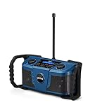 Baustellenradio DAB+ DAB FM Radio, Digitalradio mit Bluetooth und Wecker und Dimmer, Robustes DAB Plus Radios (ohne Batterie Blau)