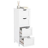 WOLTU Badschrank Kommode Sideboard Medizinschrank Schubladenkommode Highboard Schrank Beistellschrank Schubladenschrank Anrichte Mehrzweckschrank mit 4 Schubladen
