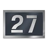Metzler Hausnummernschild Edelstahl, individuelle Hausnummer in Anthrazit (RAL 7016), Straßenschild mit Hausnummer, kratzfest, robust, gebürstet, 3D-Effekt, Made in Germany, Größe: 16 x 11 cm