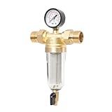 Cozyel Rückspülfilter Wasserfilter 1 Zoll DN25 Ausspülbarer Feinfilter Wasser Vorfilter Sedimentfilter mit Manometer, Wasserhahn Ersatzfilter zur Trinkwasser, Brunnenwasserschlauch Filterkombination